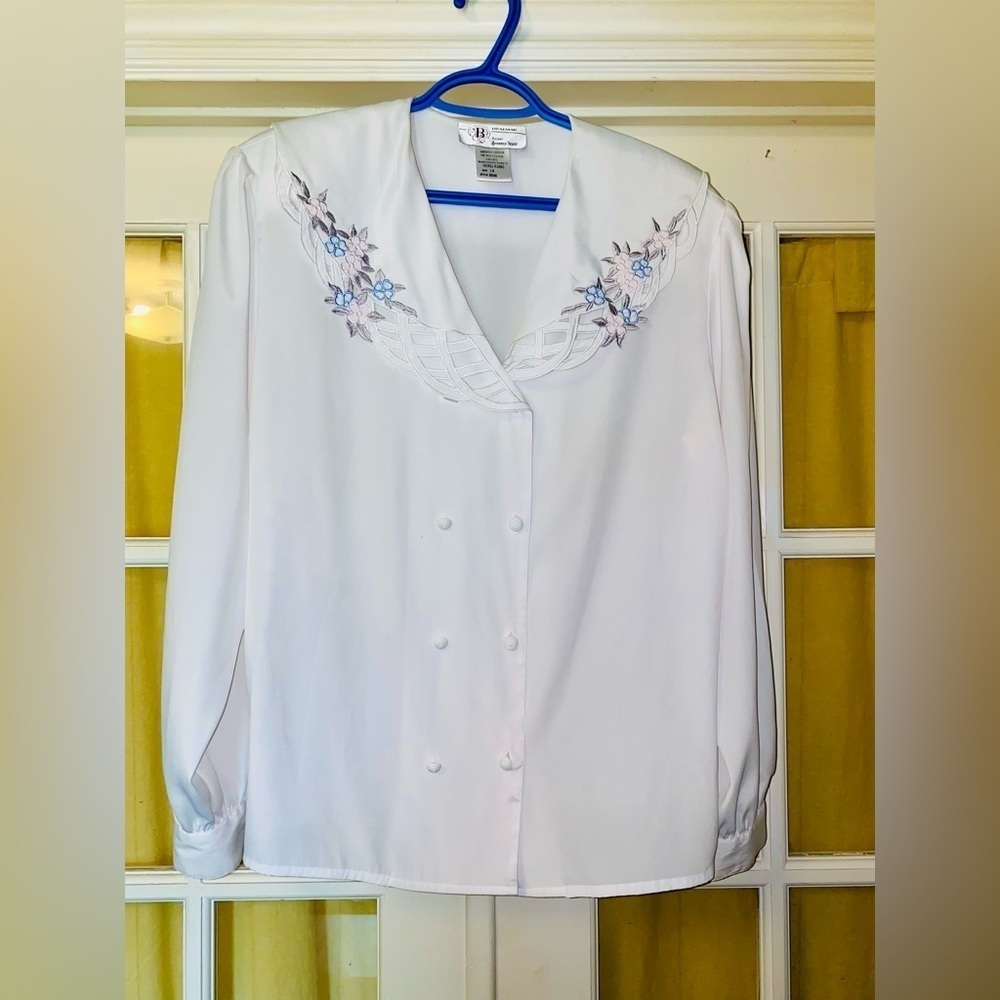 Blair White Long Sleeve Embellished Blouse